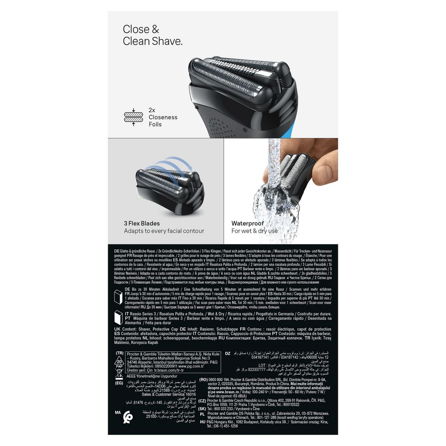 Braun electric foil shaver Series 3 310S, imported from the UK