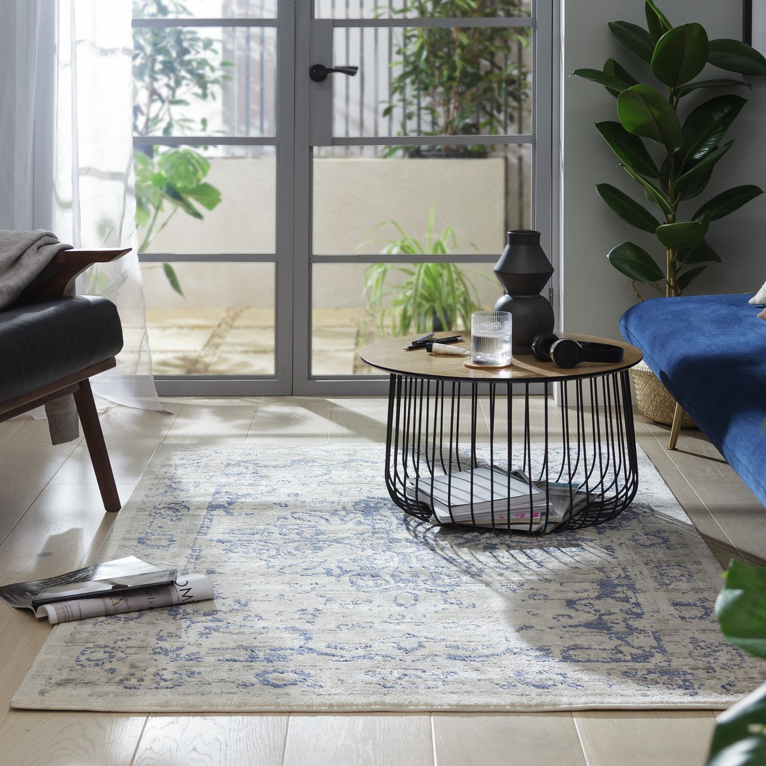 Habitat Traditional Natural & Blue  Rug - 160x230cm