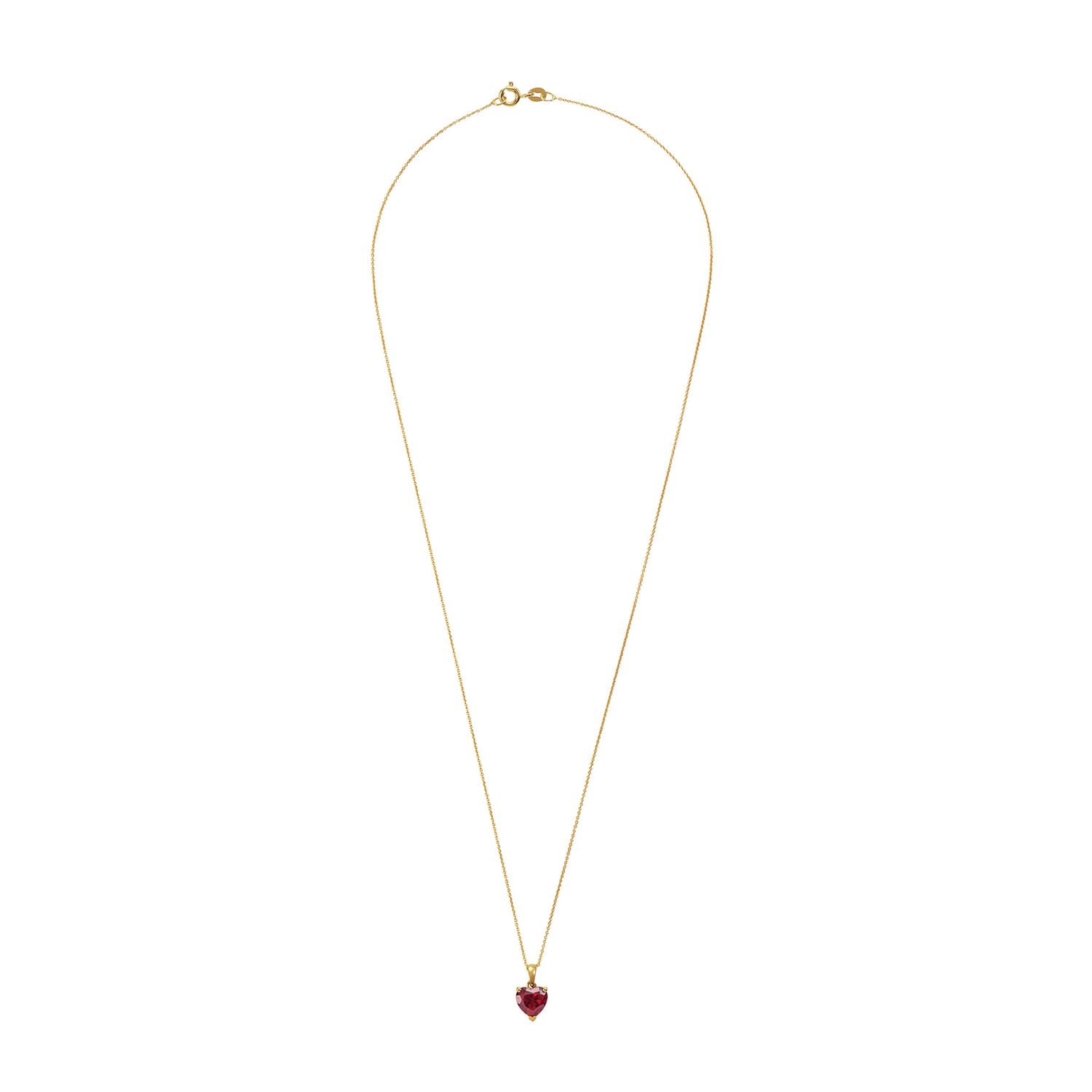 Revere gold heart-shaped ruby pendant 45cm, imported from the UK