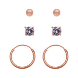Revere rose gold plated sterling silver hoop earrings set - British product