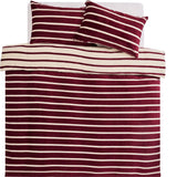 Argos Home Stripe Print Fleece Burgundy Bedding Set - Double