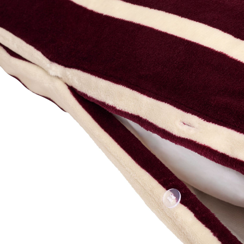 Argos Home Stripe Print Fleece Burgundy Bedding Set - Double