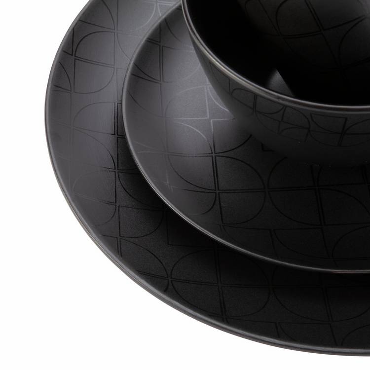 Argos Home Geo Black 16-piece stoneware dinner set, UK version