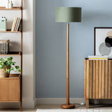 Habitat tapered wood floor lamp in walnut and green, imported from the UK