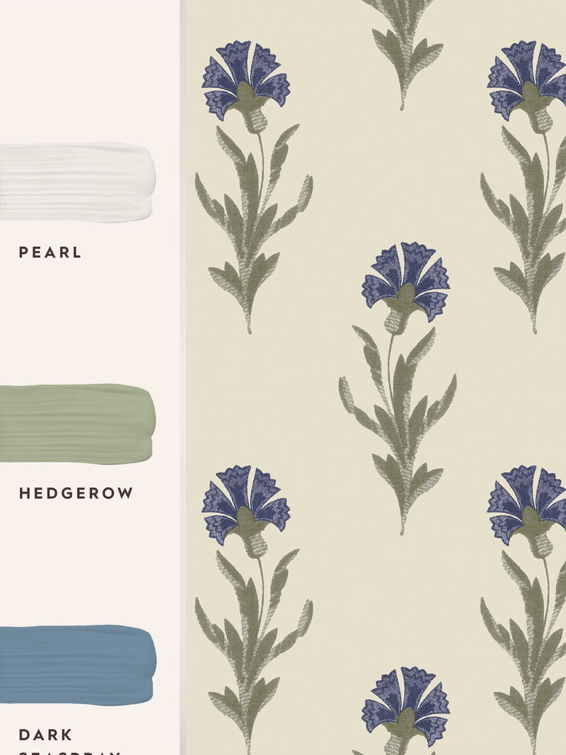 Laura Ashley Dusky Seaspray Blue Dandelion wallpaper 10m - British product