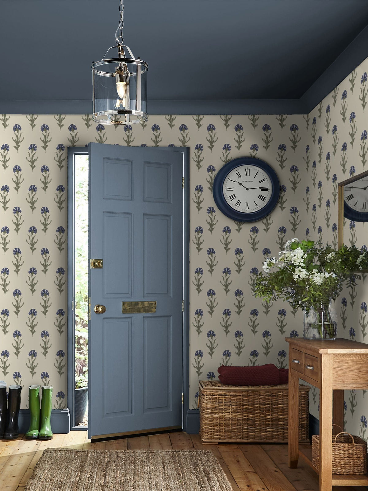 Laura Ashley Dusky Seaspray Blue Dandelion wallpaper 10m - British product