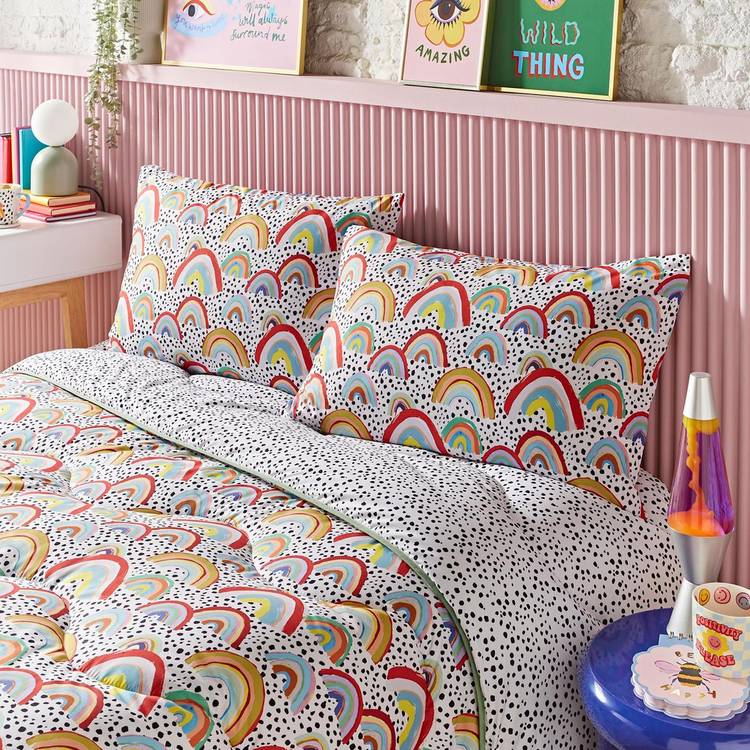 Night Lark Eleanor Bowmer Rainbow duvet set single, imported from the UK