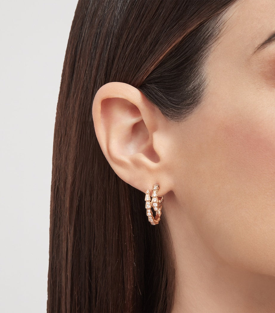 Bvlgari Serpenti Viper rose gold diamond earrings (British brand)