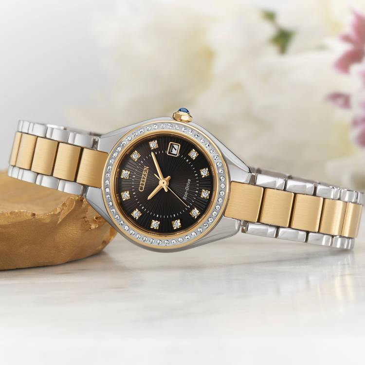 Citizen Ladies Eco-Drive watch with two-tone bracelet, imported from the UK