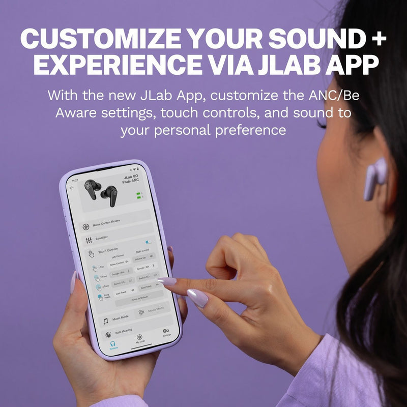 JLab true wireless earbuds Lilac, imported from the UK