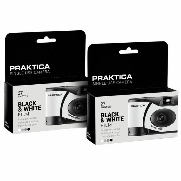 Praktica disposable camera black and white 35mm film pack of 2 - British product