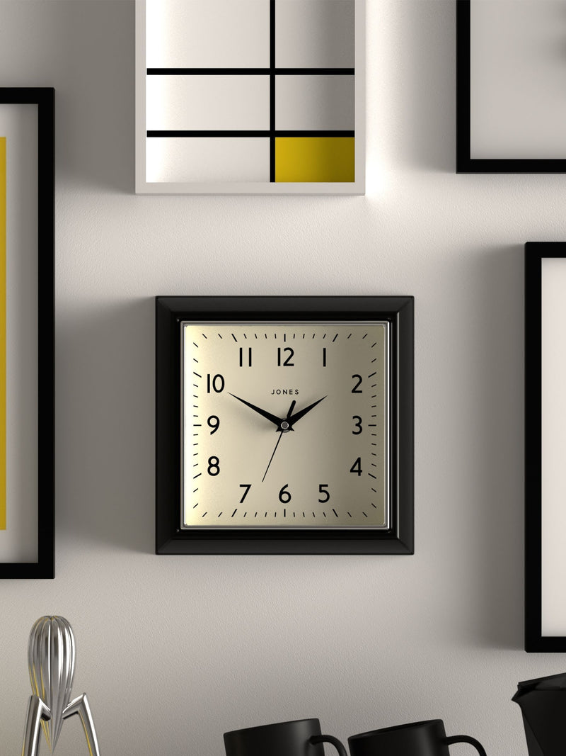 Jones Clocks Yellow A Retro Square Wall Clock