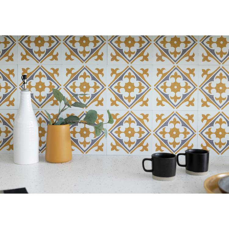 D-C-Fix yellow self adhesive vinyl wall tiles, imported from the UK