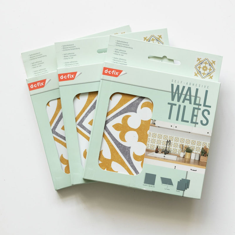 D-C-Fix yellow self adhesive vinyl wall tiles, imported from the UK