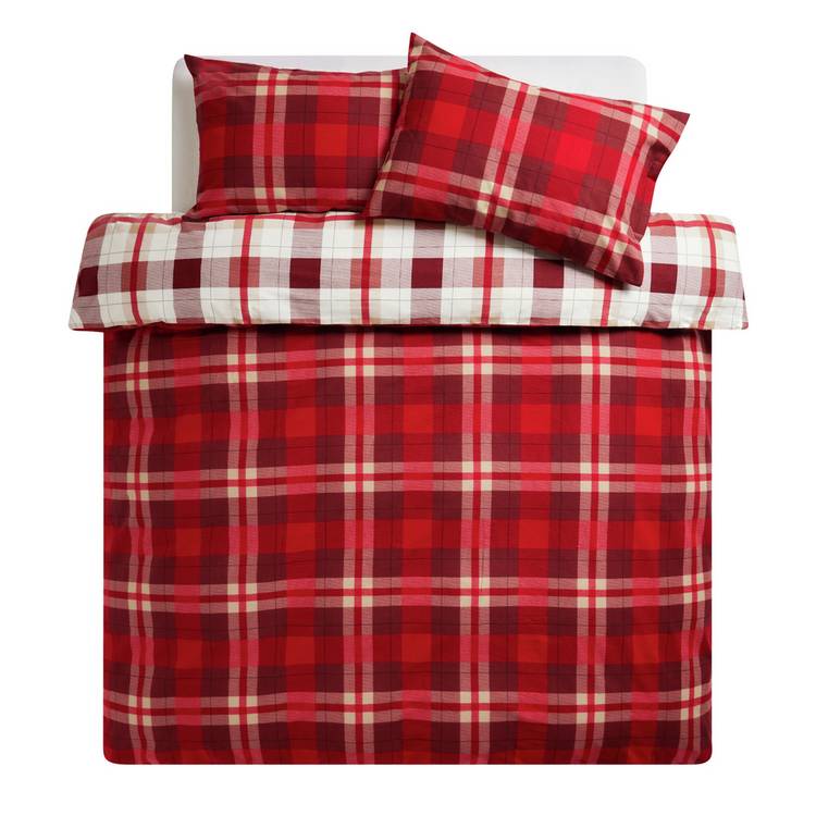 Argos Home bedding set red check single, UK version