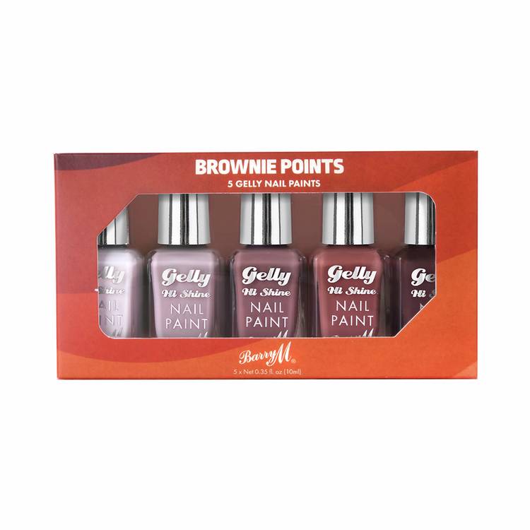 Barry M Brownie Points gel nail paint set 5 shades (British brand)
