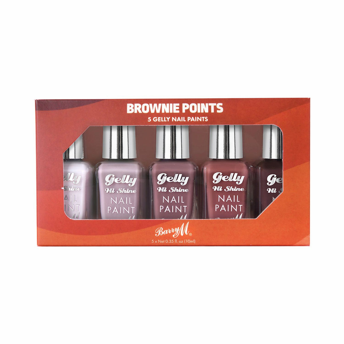 Barry M Brownie Points gel nail paint set 5 shades (British brand)