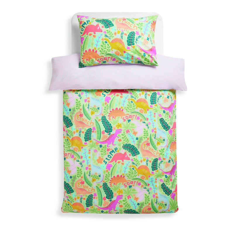 Argos Home Dino Floral Green Kids Bedding Set - Single
