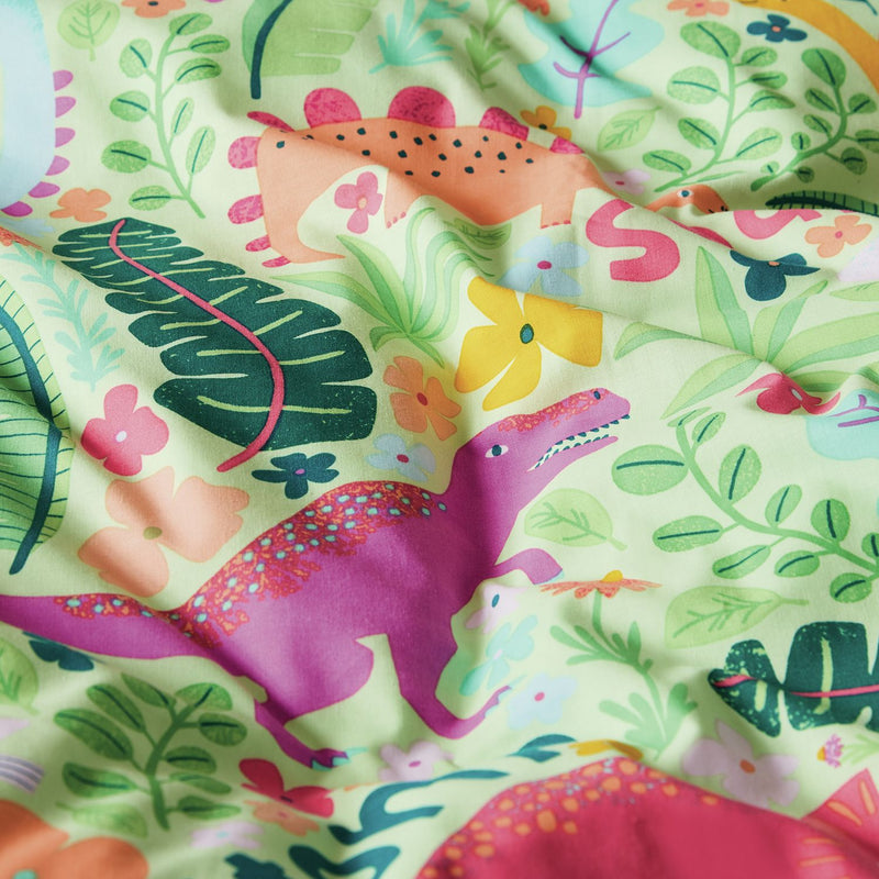 Argos Home Dino Floral Green Kids Bedding Set - Single