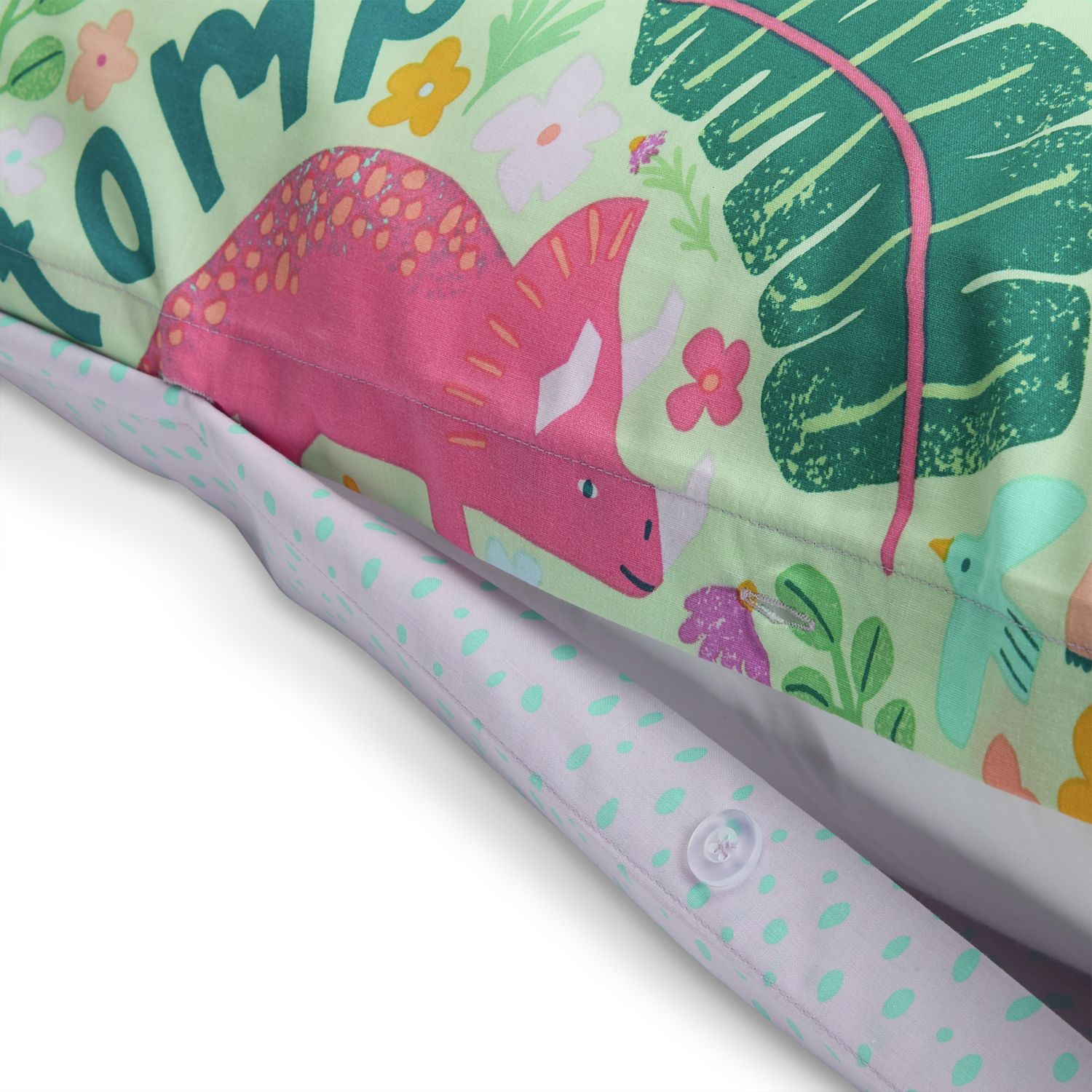 Argos Home Dino Floral Green Kids Bedding Set - Single