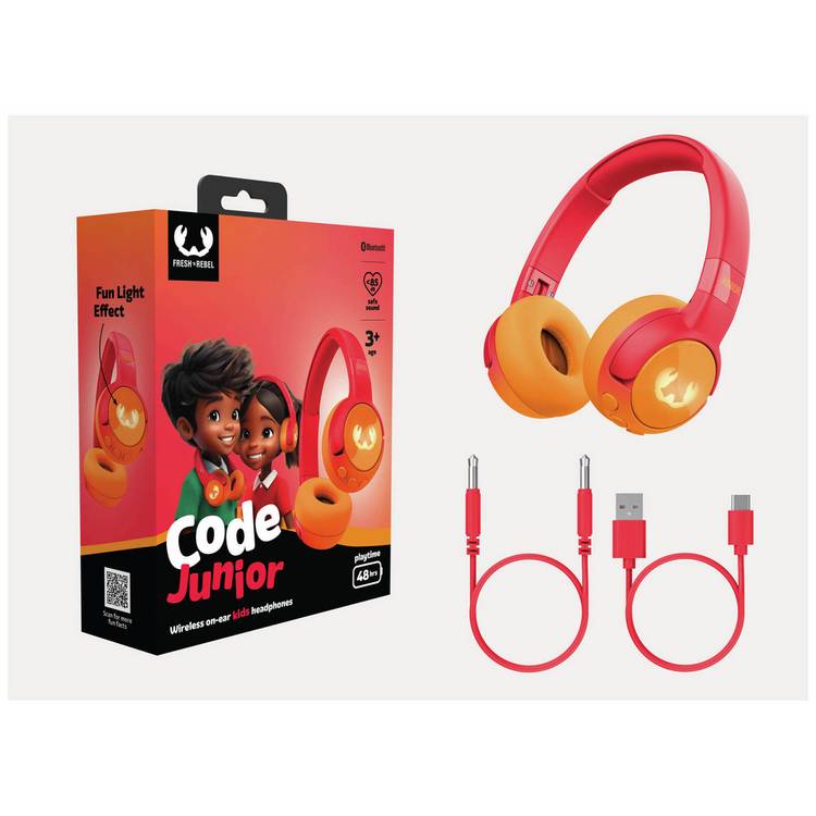 Fresh 'n Rebel Code Junior on-ear wireless headphones red, UK version