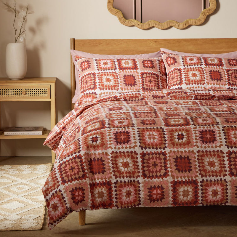 Habitat Autumnal Crochet Print Orange Bedding Set Single