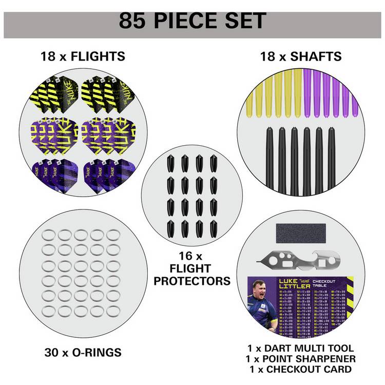 Target Luke Littler 85-piece darts kit, imported from the UK