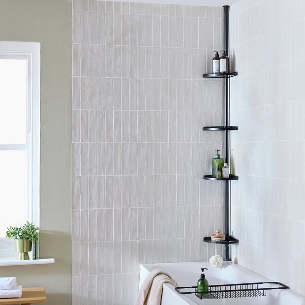 Argos Home black shower organiser pole adjustable (British brand)