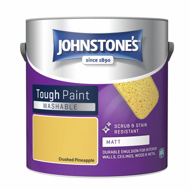 Johnstone's washable matt paint crushed pineapple 2.5L - British product
