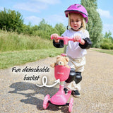 Zinc Jelly Glitter Pink Tri Scooter with light-up wheels, imported from the UK.