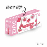Zinc Jelly Glitter Pink Tri Scooter with light-up wheels, imported from the UK.