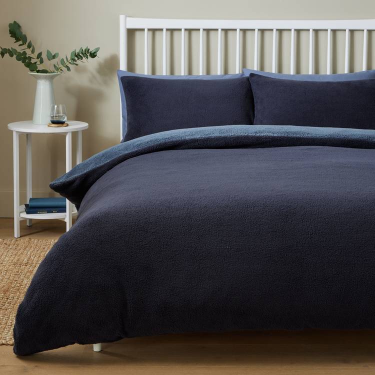 Argos Home double sided fleece blue bedding set single - British product