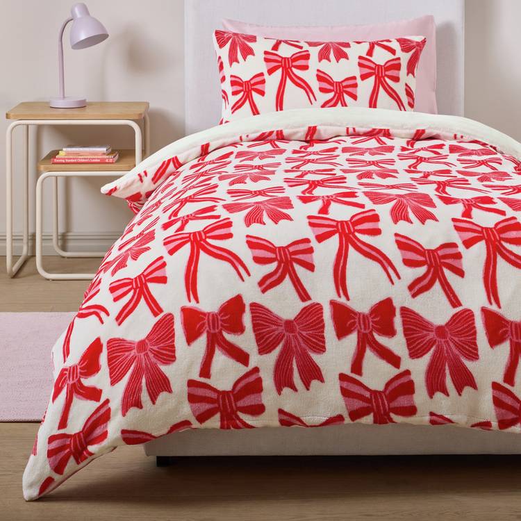 Argos Home Bows fleece kids duvet set single, UK version