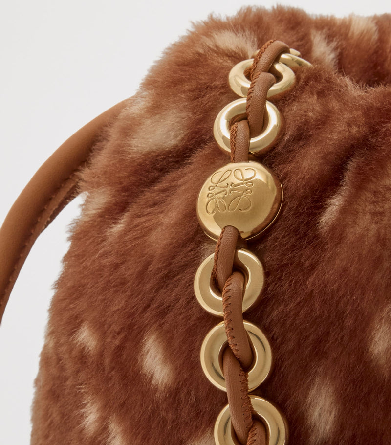 LOEWE medium shearling Flamenco shoulder bag, imported from the UK