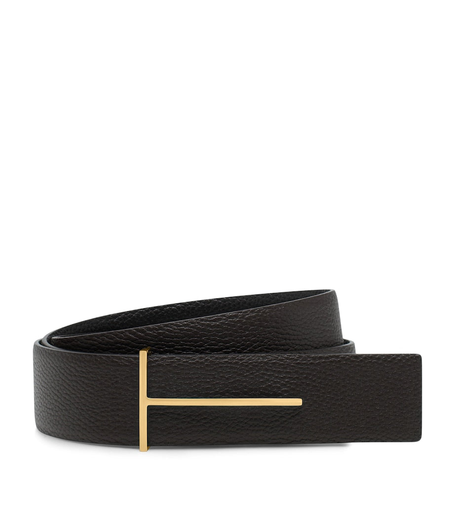Tom Ford reversible calf leather belt with T buckle - British product