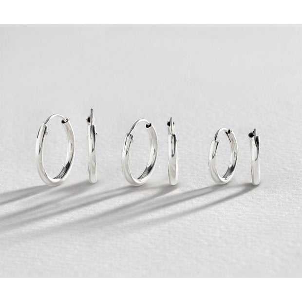 Revere silver sleeper hoop earrings set of three (British brand)