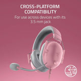 Razer BlackShark V2 X pink wired gaming headset - British product