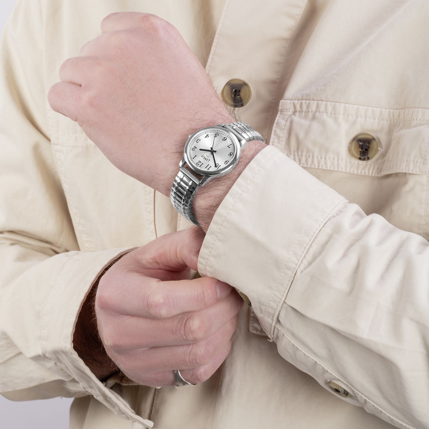 Limit men's silver stainless steel bracelet watch (British brand)
