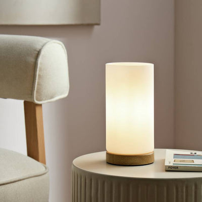 Argos Argos Home Opal Glass Table Lamp - Natural Wood Effect- Buy online at McGrocer