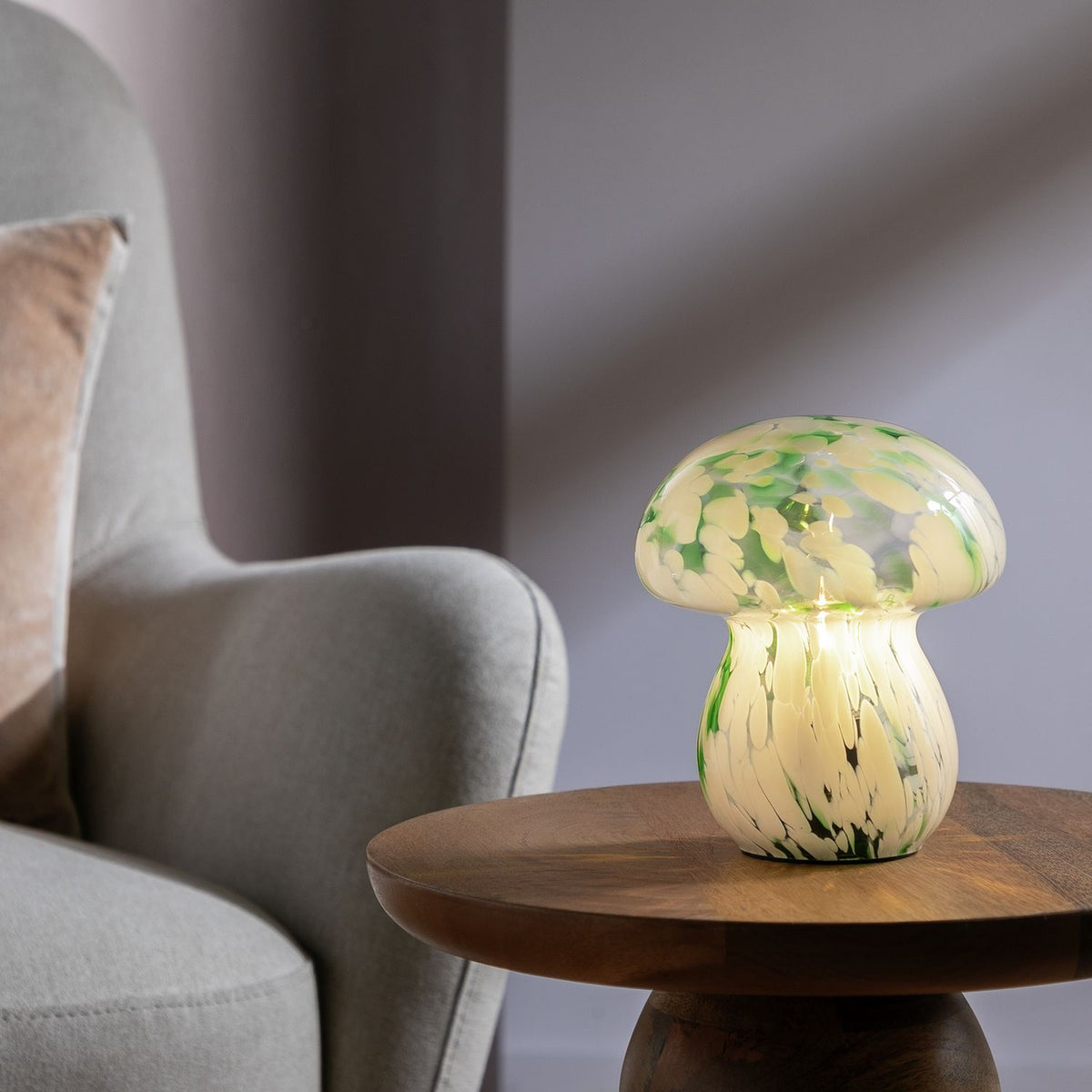 Habitat Mushroom Glass Battery Powered Table Lamp - Green
