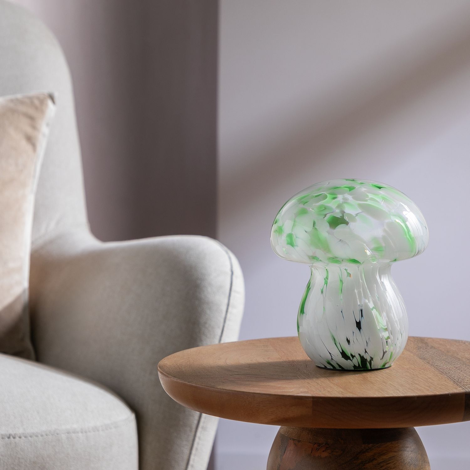 Habitat Mushroom Glass Battery Powered Table Lamp - Green