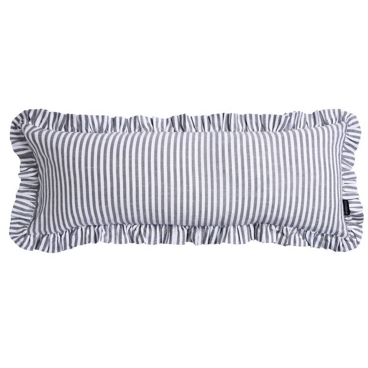 Habitat charcoal stripe ruffle cushion 80x30cm - British product