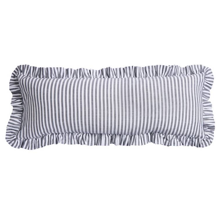 Habitat charcoal stripe ruffle cushion 80x30cm - British product