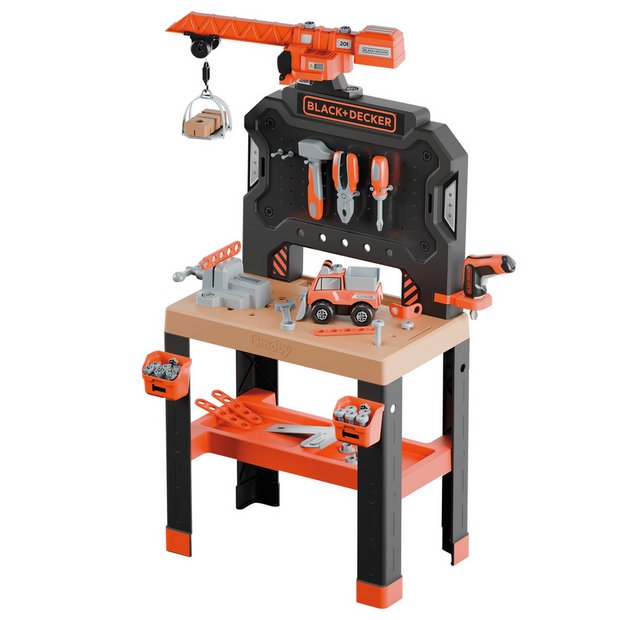 Smoby Black & Decker workbench toy with crane and accessories - British product