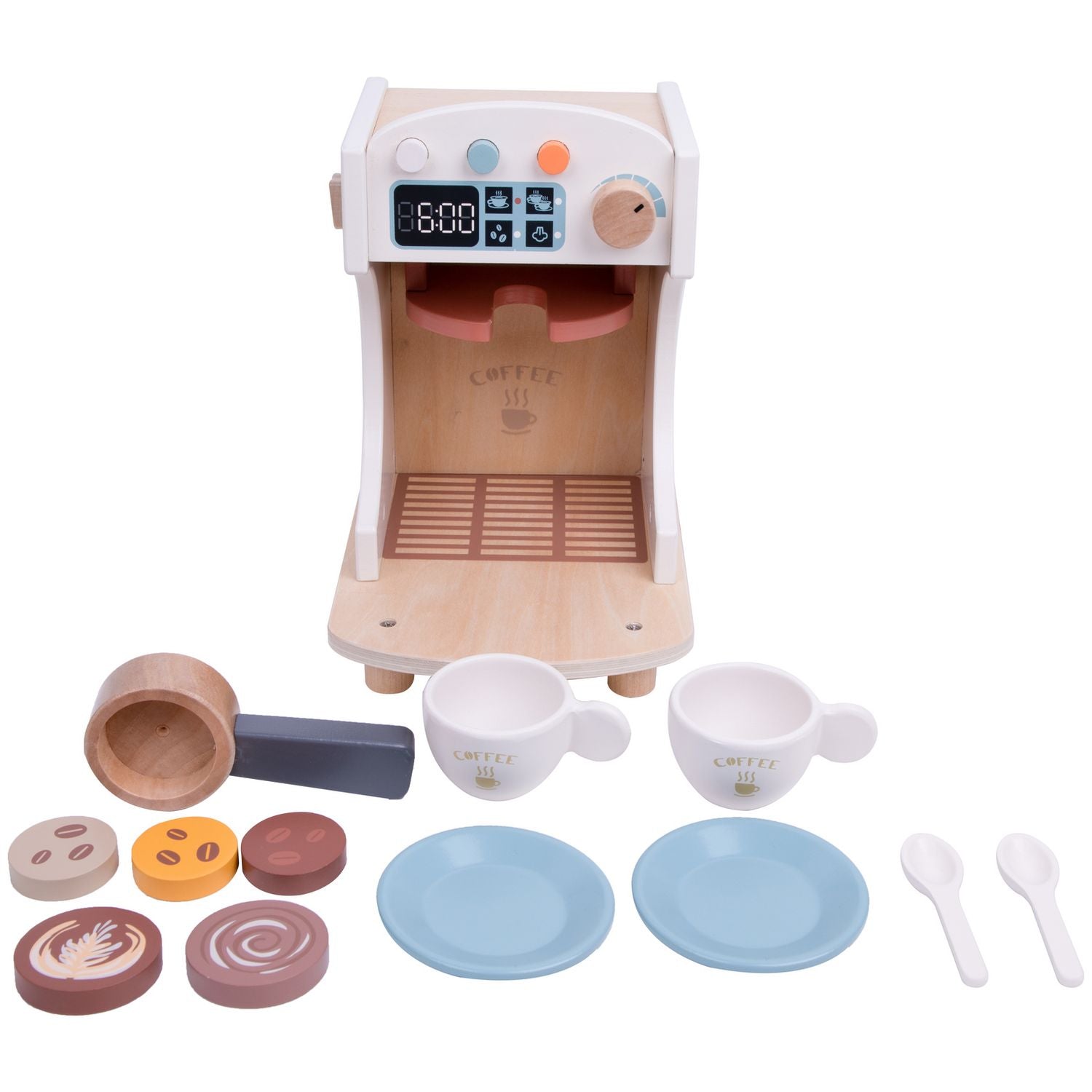 Chad Valley wooden coffee barista machine, UK version