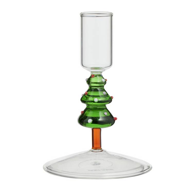 Habitat Christmas tree glass candle holder green, imported from the UK