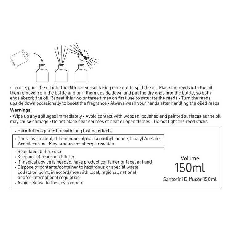 Habitat reed diffuser Santorini scent 150ml (British brand)