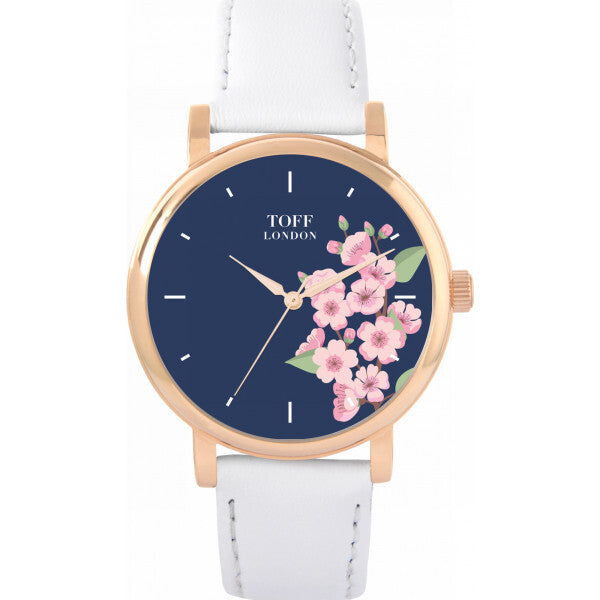 Toff London ladies blue cherry blossom watch 38mm (British brand)
