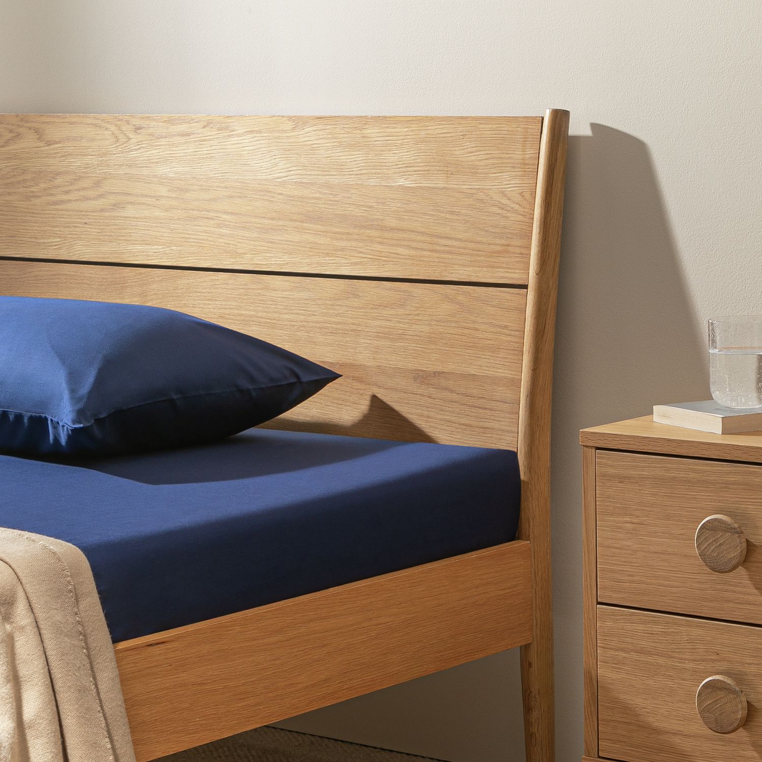 Habitat Cotton Rich 180 TC Navy Fitted Sheet - Small Double