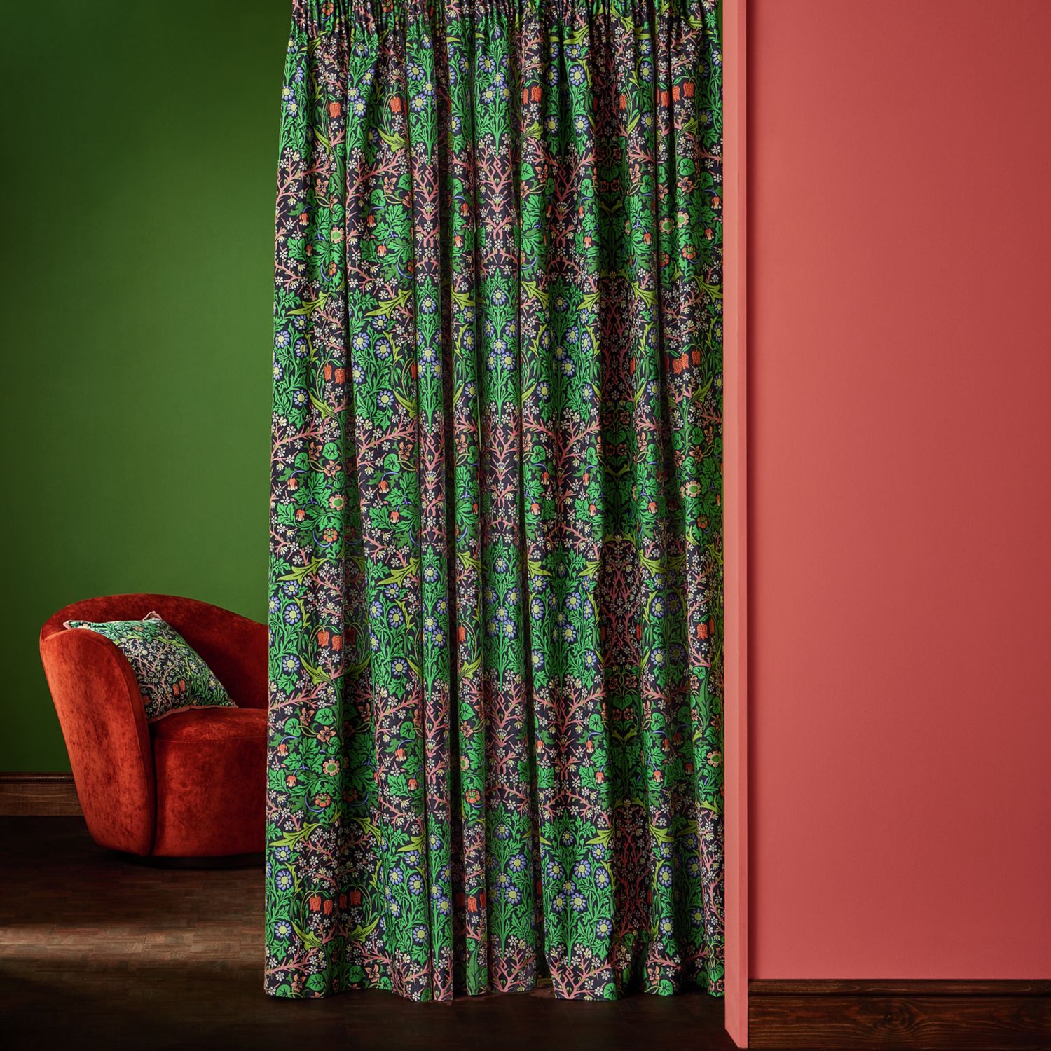 Habitat x Morris & Co. Blackthorn Curtains -Green - 168x183cm